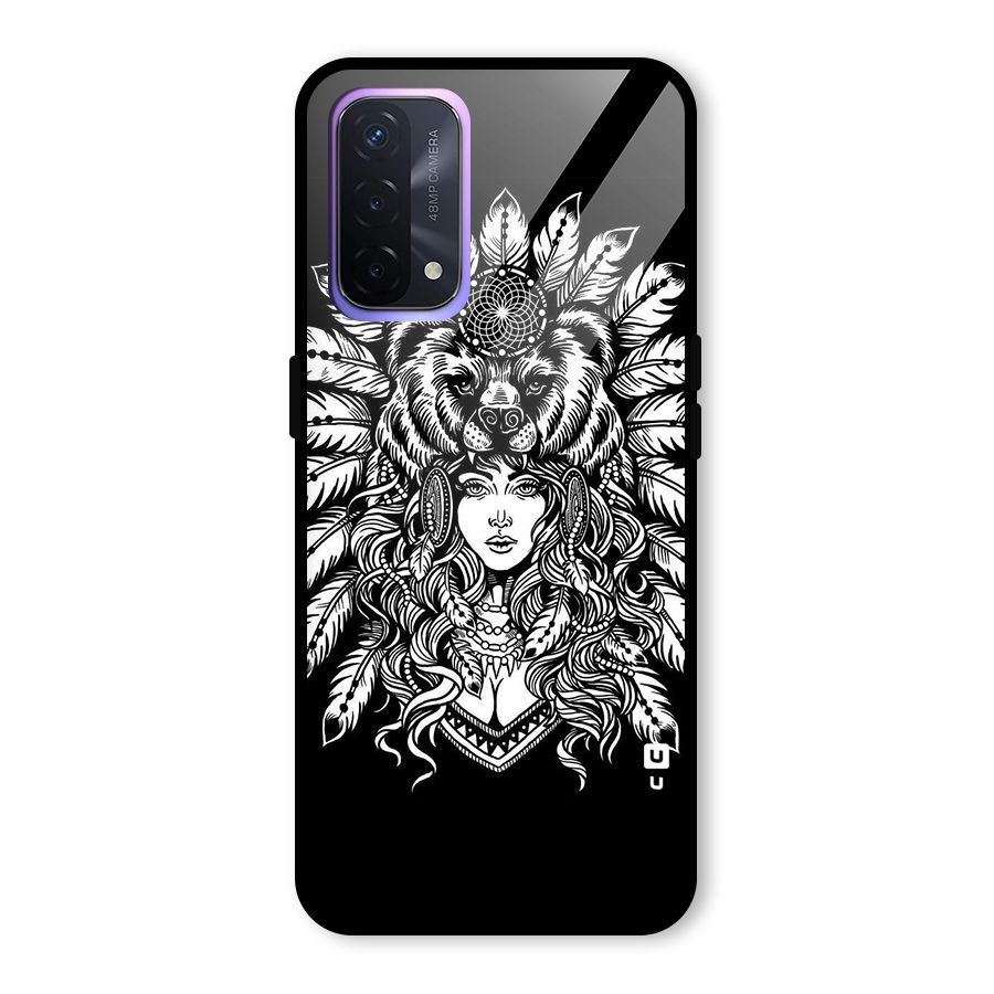 Girl Pattern Art Glass Back Case for Oppo A74 5G