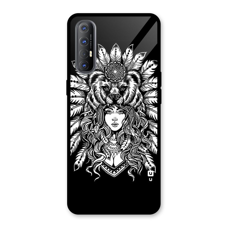Girl Pattern Art Glass Back Case for Oppo Reno3 Pro