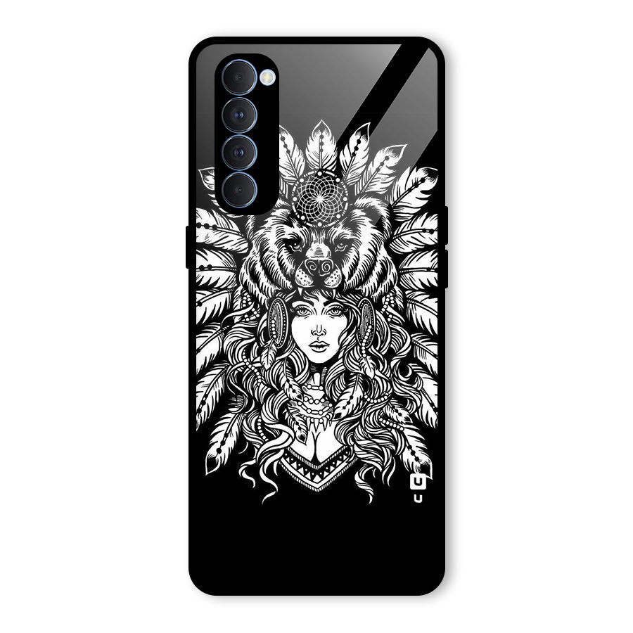 Girl Pattern Art Glass Back Case for Oppo Reno4 Pro