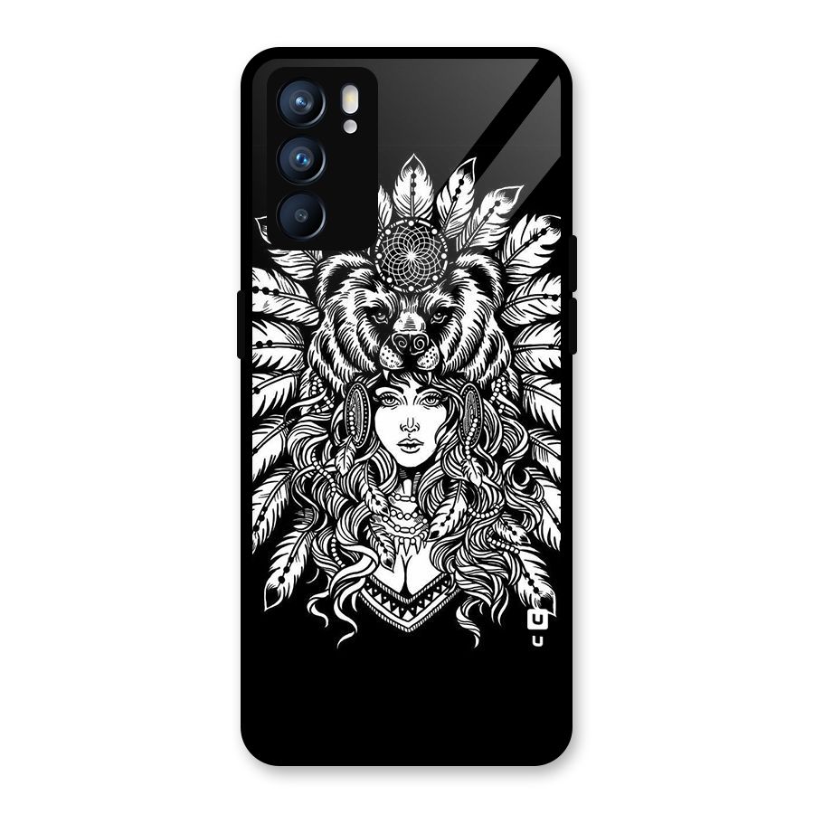 Girl Pattern Art Glass Back Case for Oppo Reno6 5G