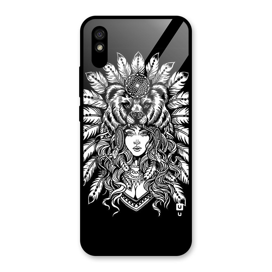 Girl Pattern Art Glass Back Case for Redmi 9i