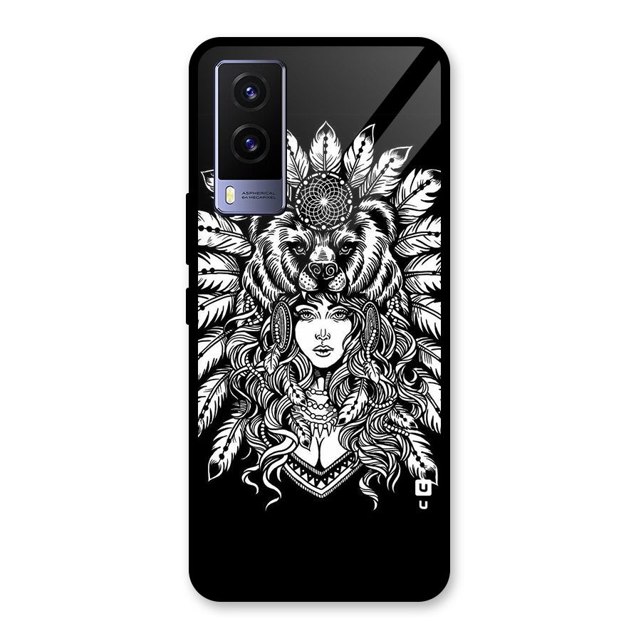 Girl Pattern Art Glass Back Case for Vivo V21e 5G