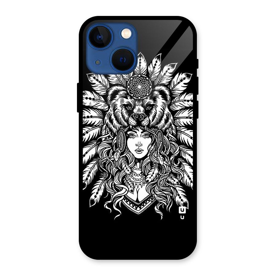 Girl Pattern Art Glass Back Case for iPhone 13 Mini