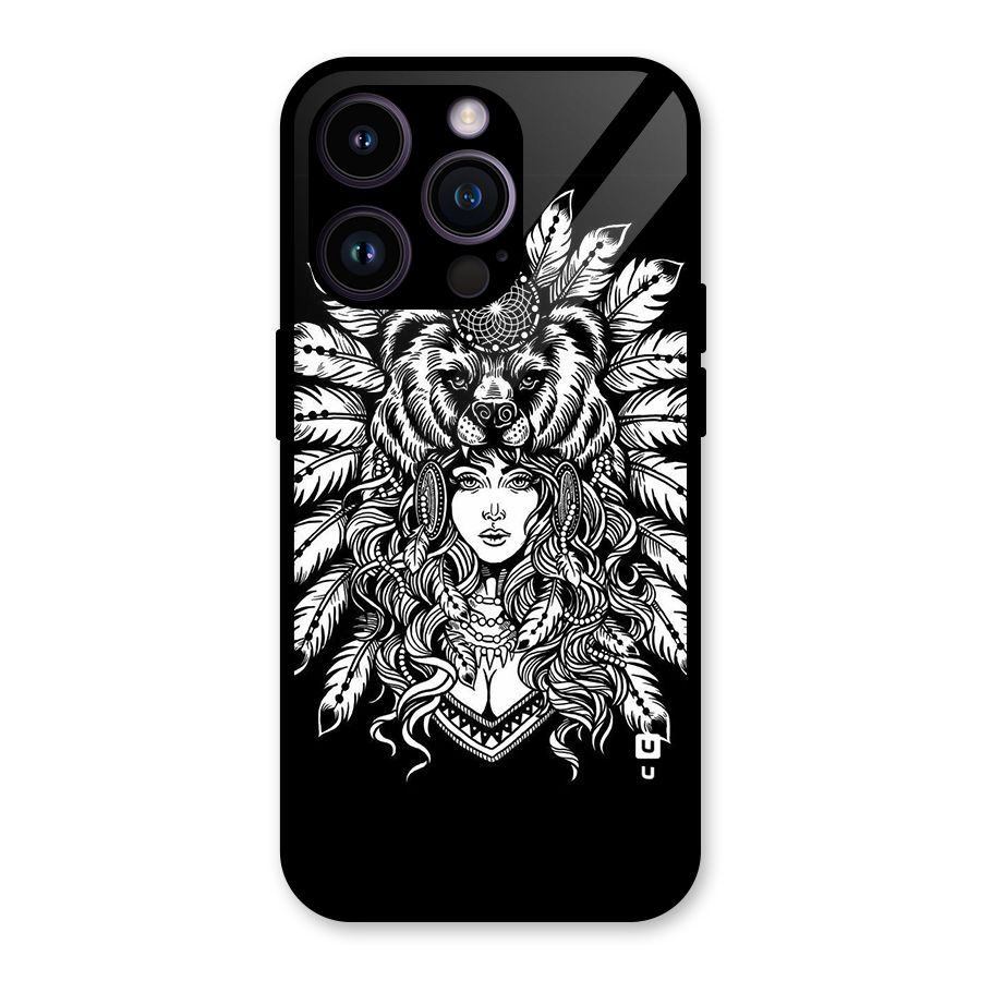 Girl Pattern Art Glass Back Case for iPhone 14 Pro