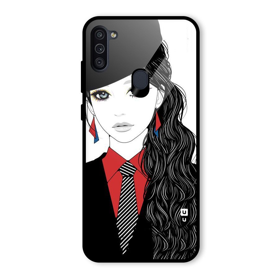Girl Tie Glass Back Case for Galaxy M11