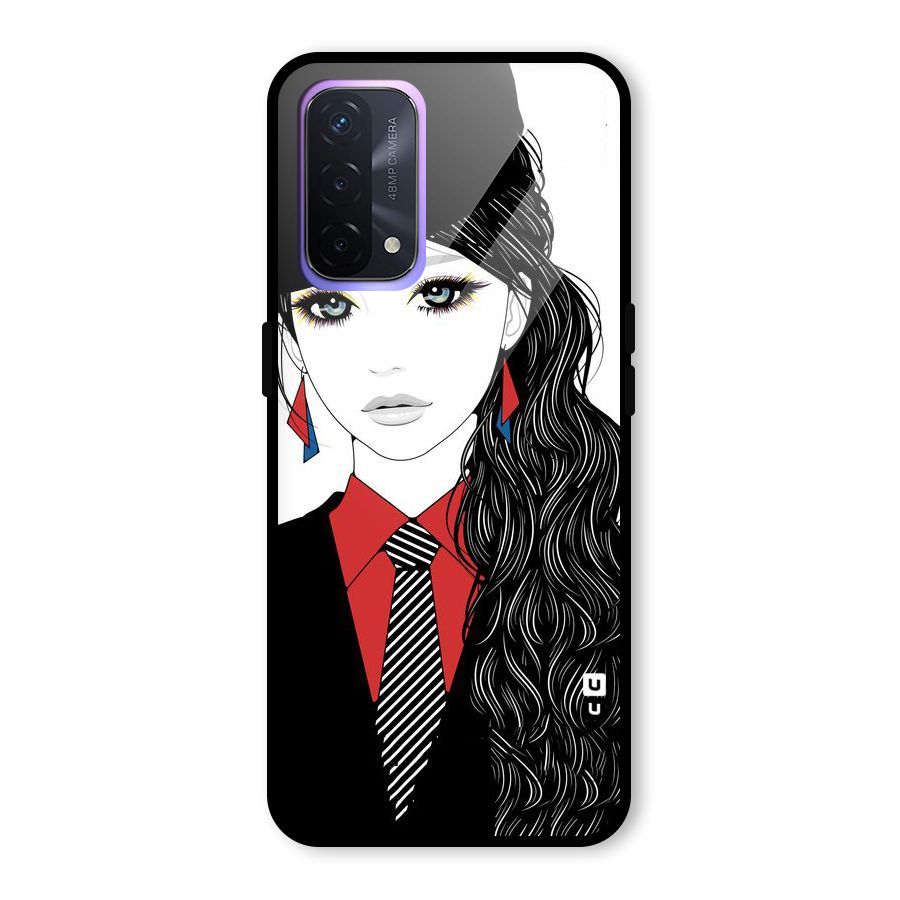 Girl Tie Glass Back Case for Oppo A74 5G