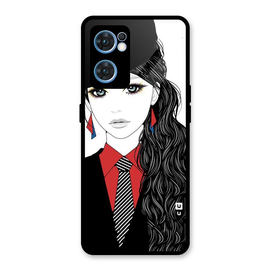 Girl Tie Glass Back Case for Oppo Reno7 5G