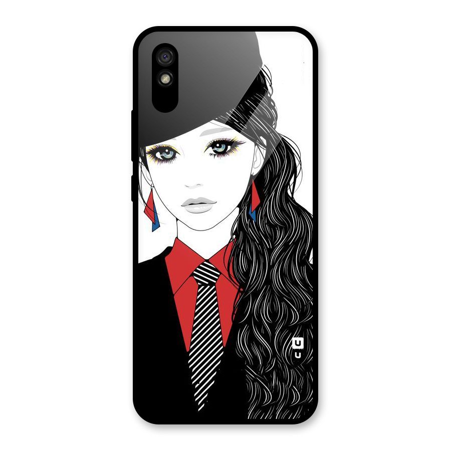 Girl Tie Glass Back Case for Redmi 9A