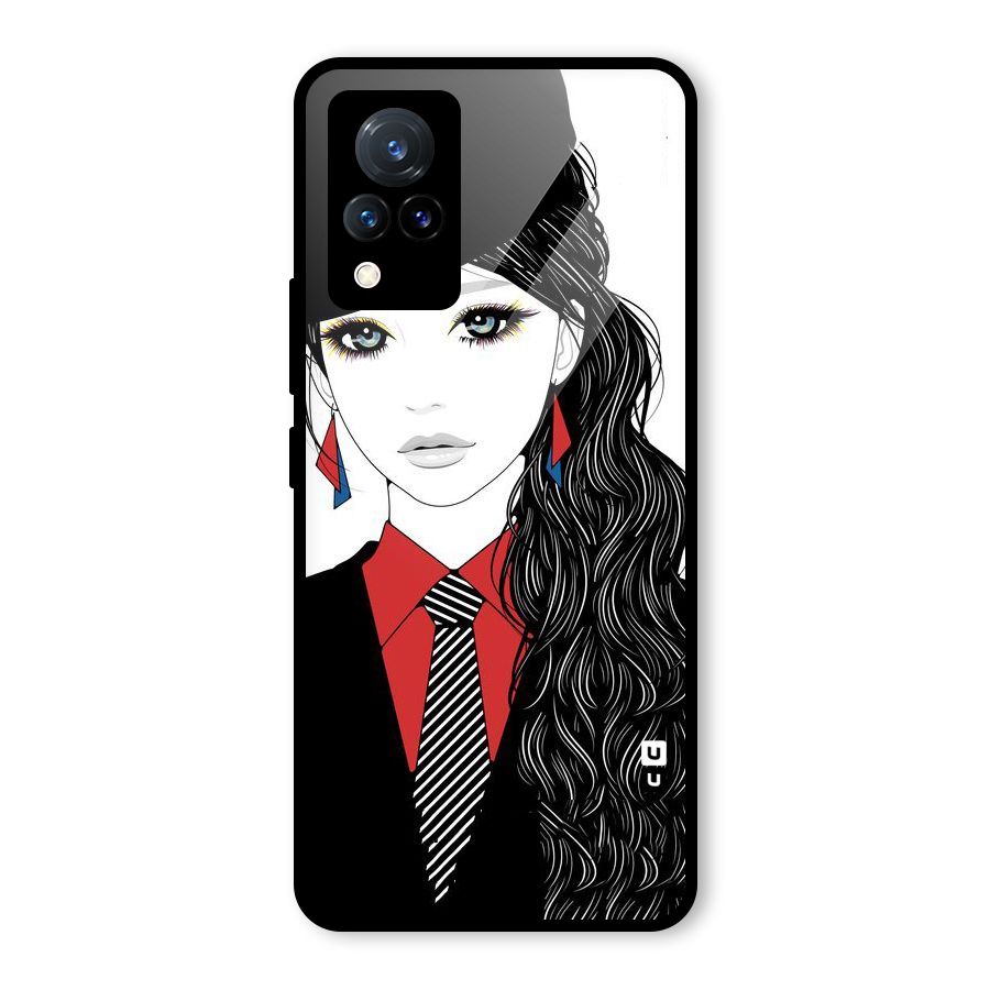 Girl Tie Glass Back Case for Vivo V21 5G
