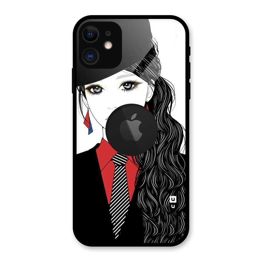 Girl Tie Glass Back Case for iPhone 11 Logo Cut