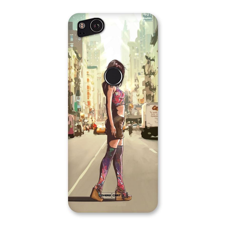 Girl Walking Artwork Back Case for Google Pixel 2