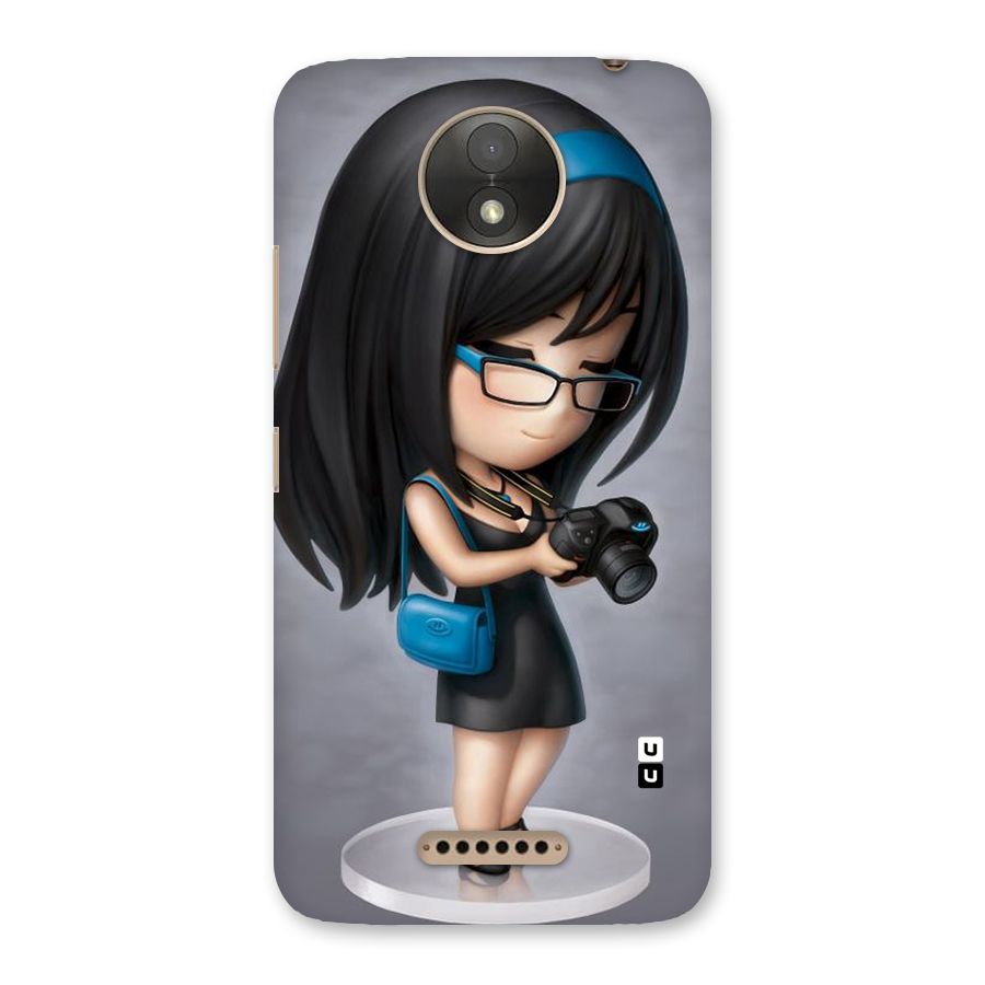 Girl With Camera Back Case for Moto C Plus