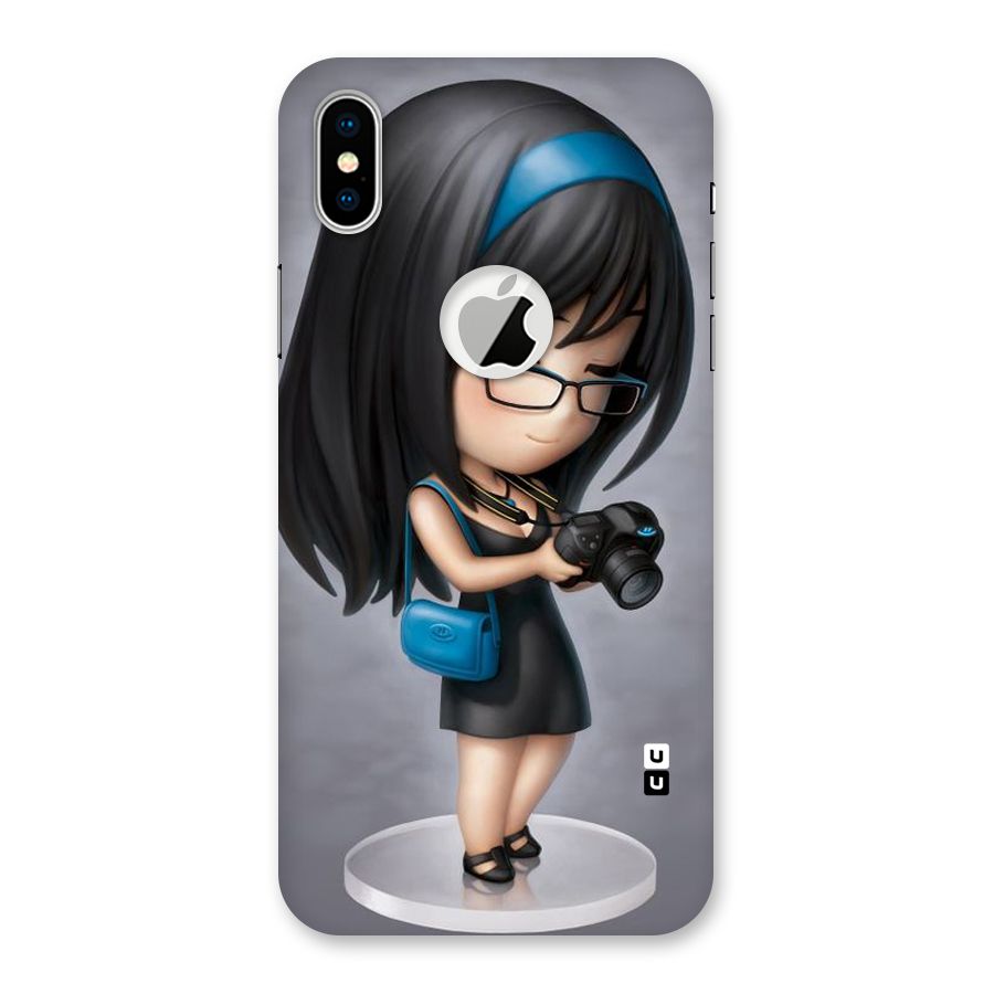 Girl With Camera Back Case for iPhone XS Logo Cut