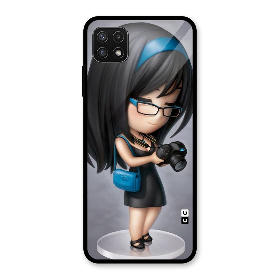 Girl With Camera Glass Back Case for Galaxy A22 5G