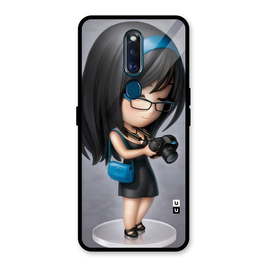 Girl With Camera Glass Back Case for Oppo F11 Pro