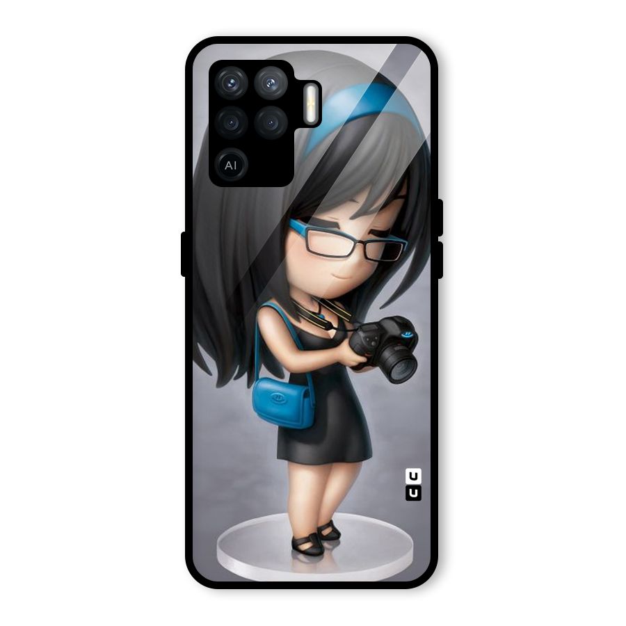 Girl With Camera Glass Back Case for Oppo F19 Pro