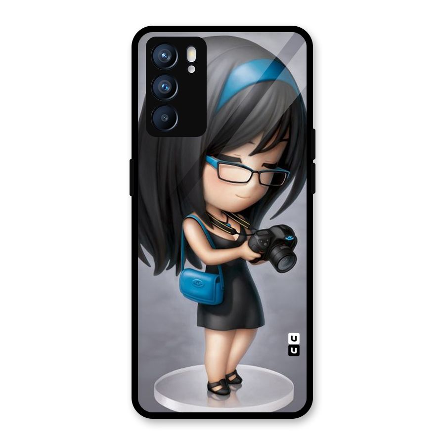 Girl With Camera Glass Back Case for Oppo Reno6 5G