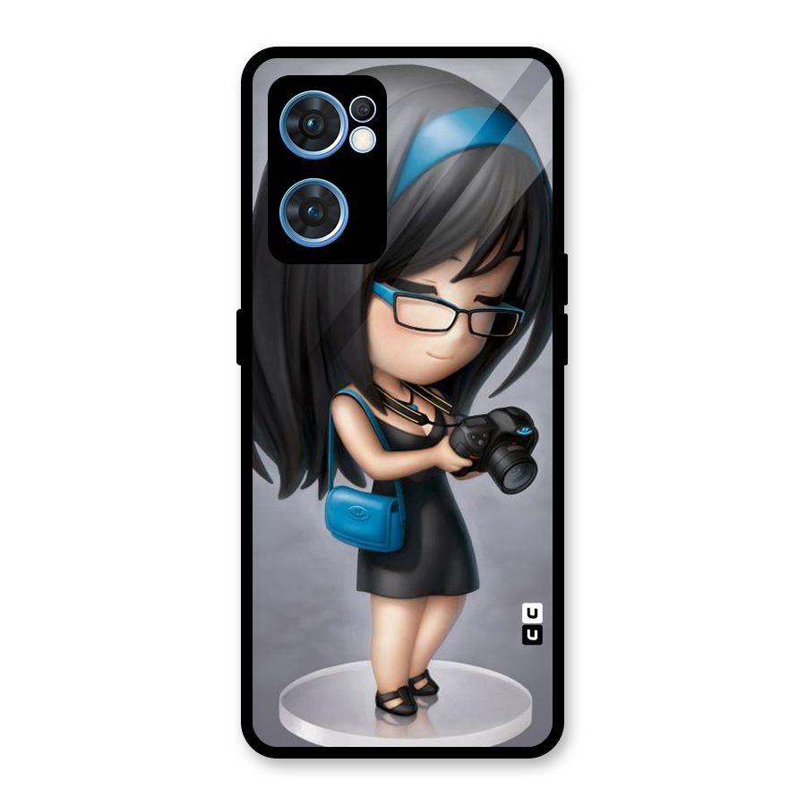 Girl With Camera Glass Back Case for Oppo Reno7 5G