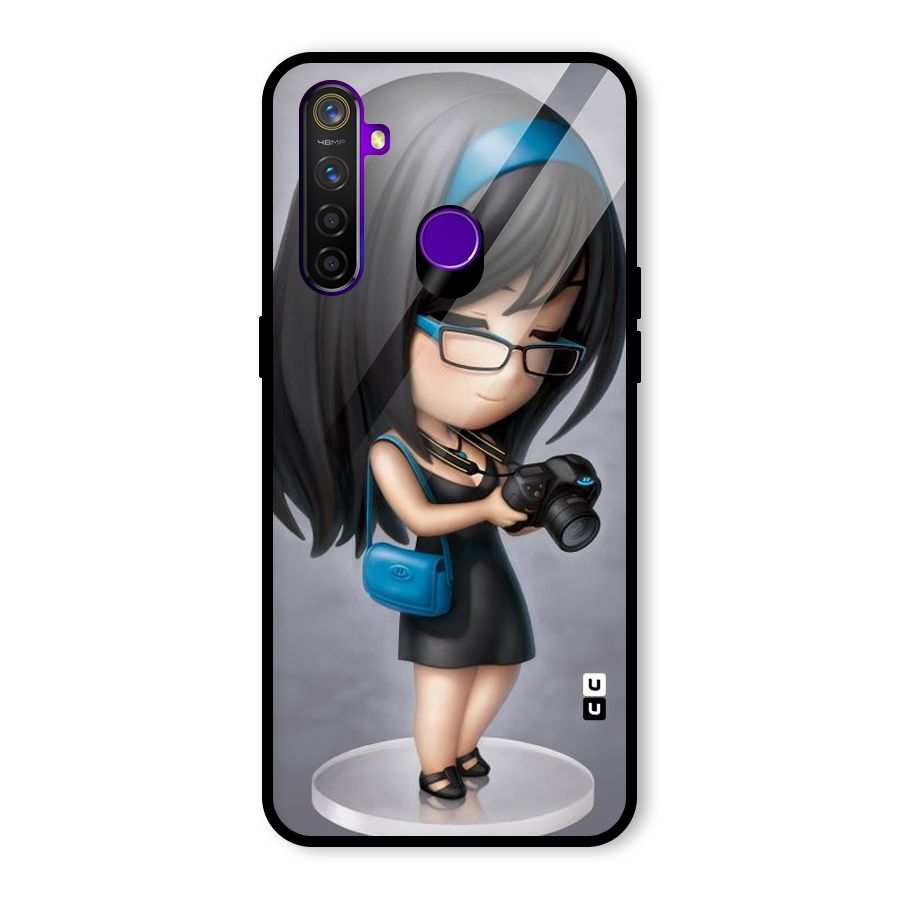Girl With Camera Glass Back Case for Realme 5 Pro