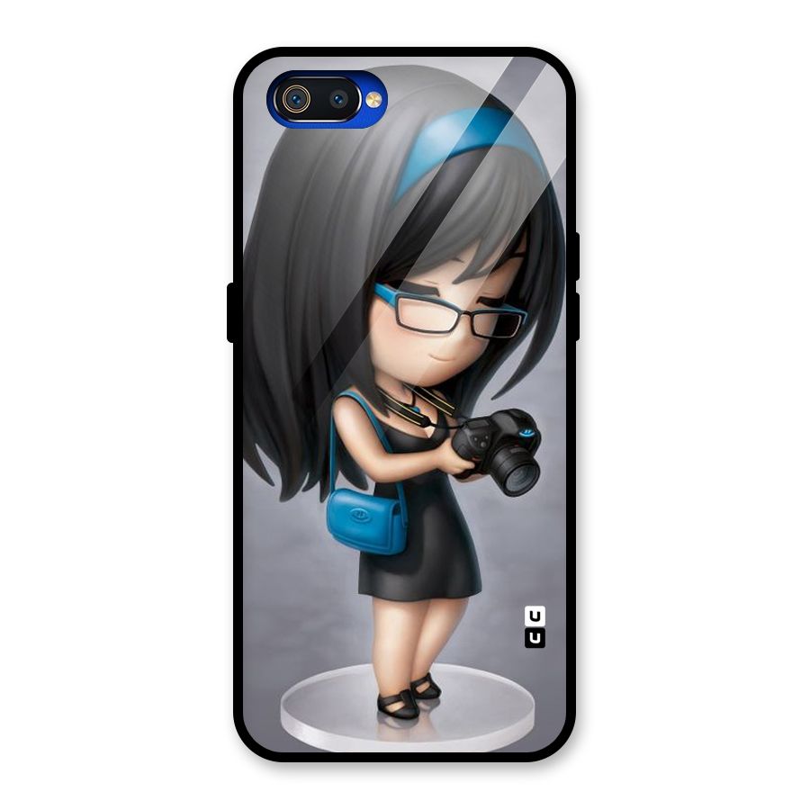Girl With Camera Glass Back Case for Realme C2