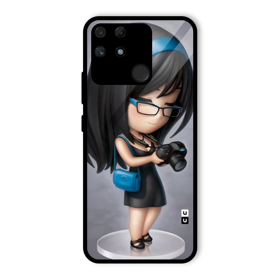 Girl With Camera Glass Back Case for Realme Narzo 50A