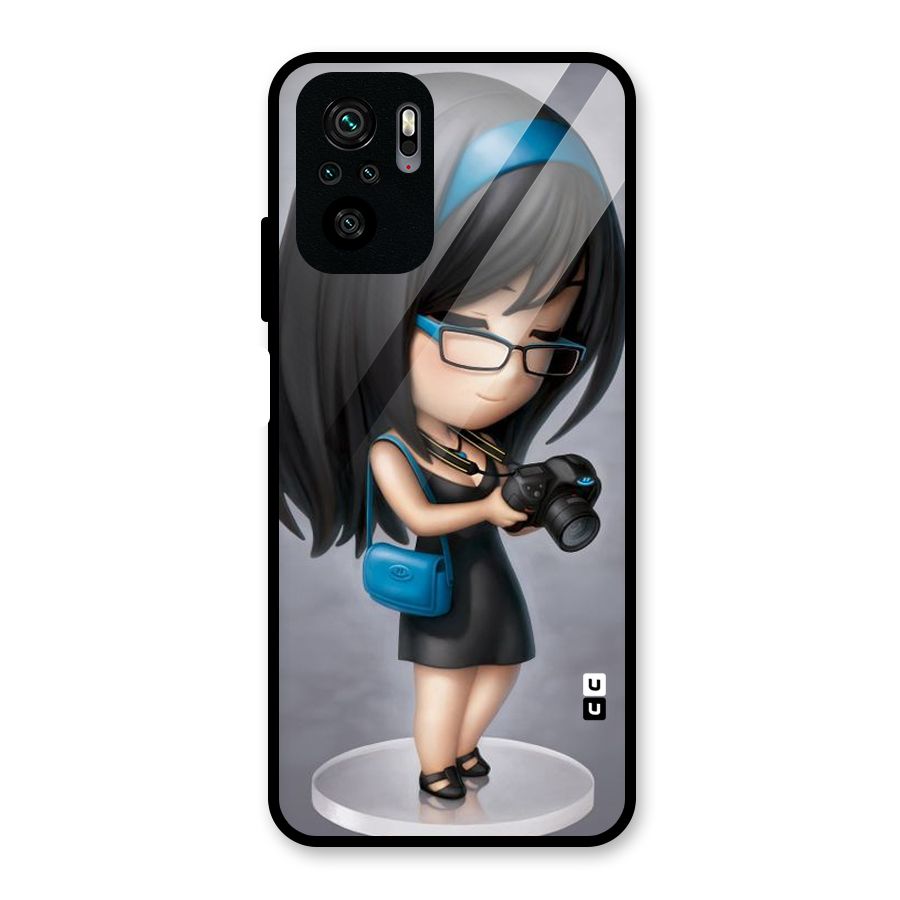 Girl With Camera Glass Back Case for Redmi Note 10S
