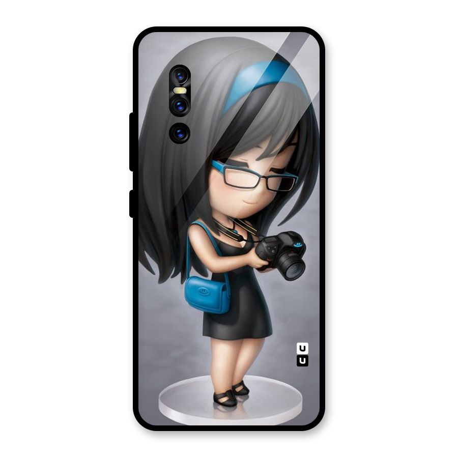 Girl With Camera Glass Back Case for Vivo V15 Pro