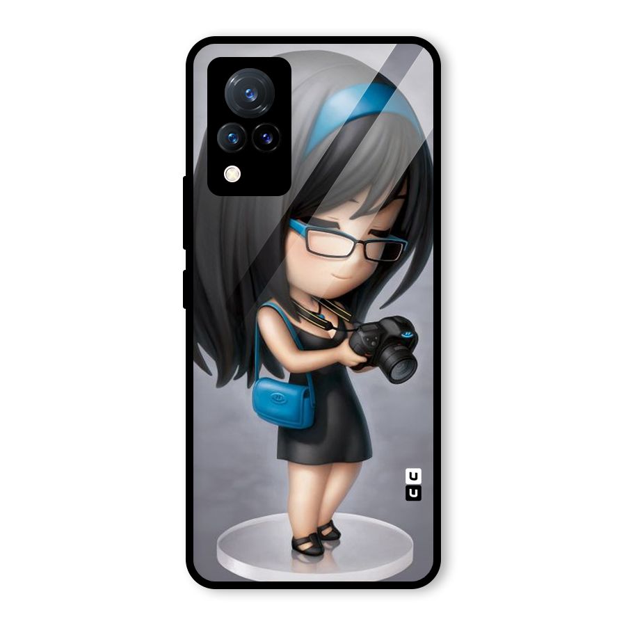 Girl With Camera Glass Back Case for Vivo V21 5G