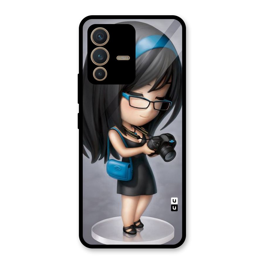 Girl With Camera Glass Back Case for Vivo V23 5G