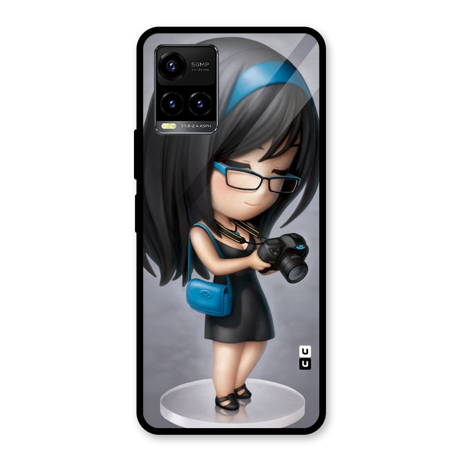 Girl With Camera Glass Back Case for Vivo Y21T