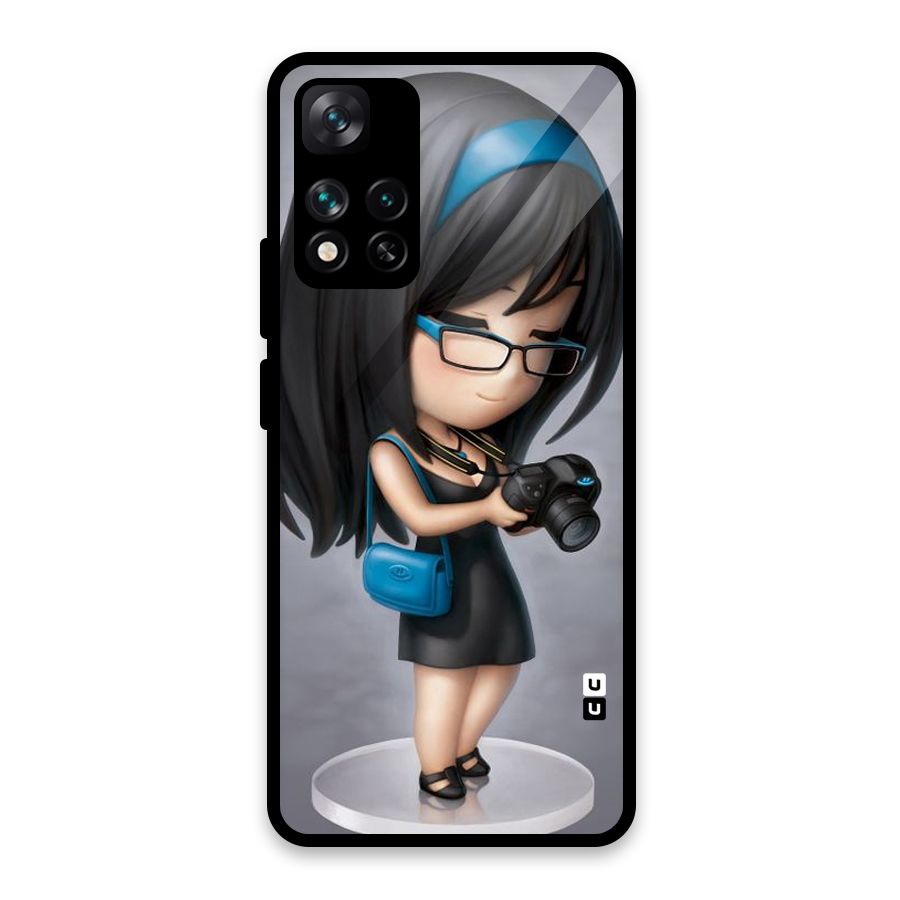 Girl With Camera Glass Back Case for Xiaomi 11i HyperCharge 5G
