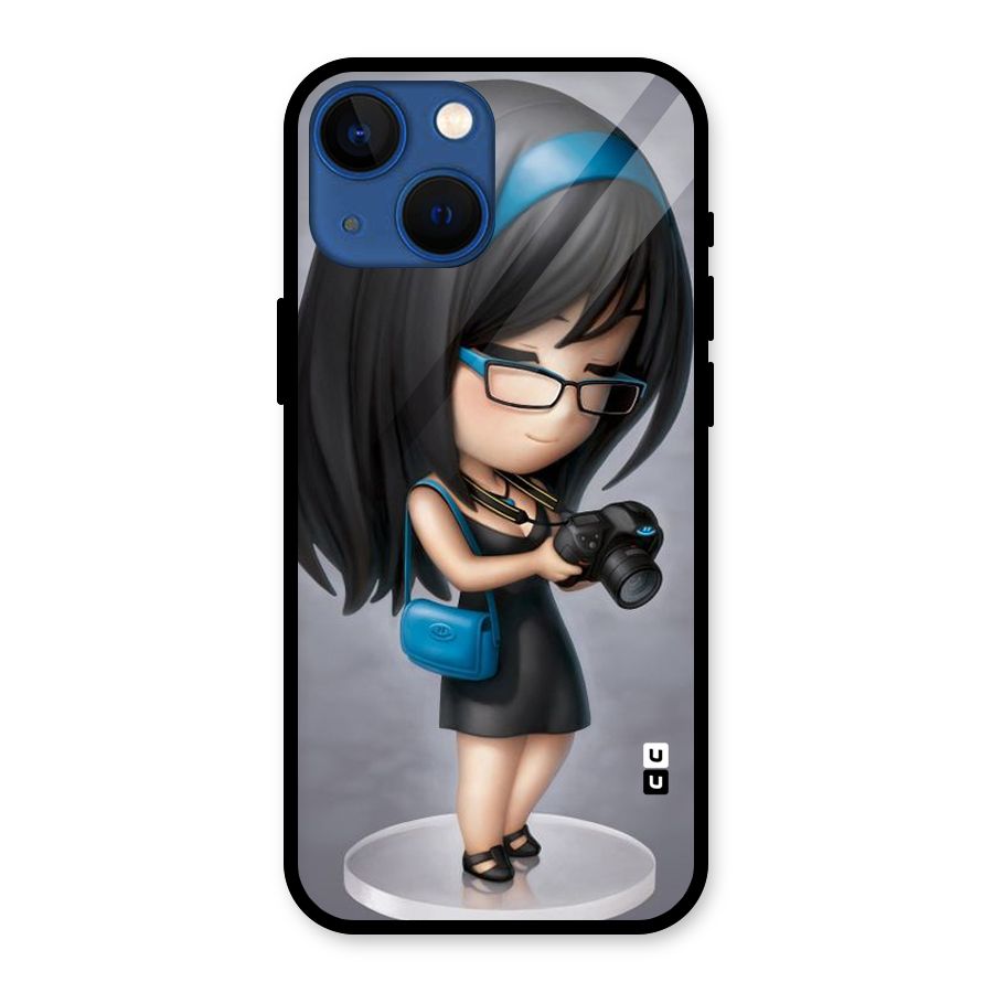 Girl With Camera Glass Back Case for iPhone 13 Mini