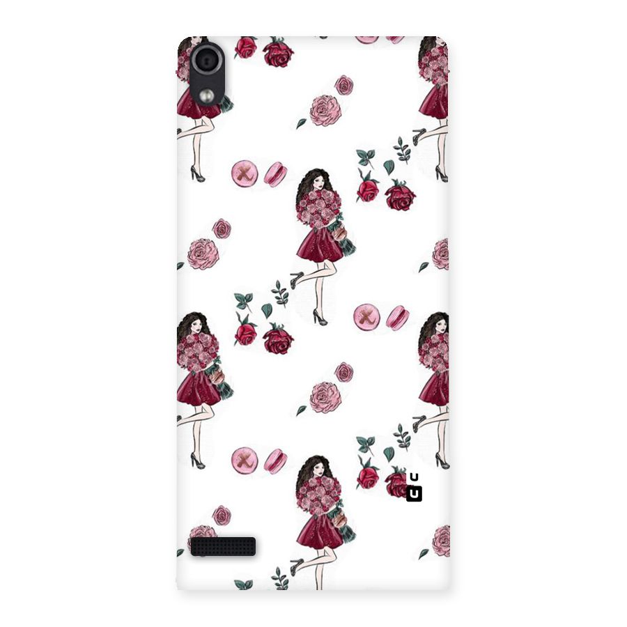 Girl With Flowers Back Case for Ascend P6