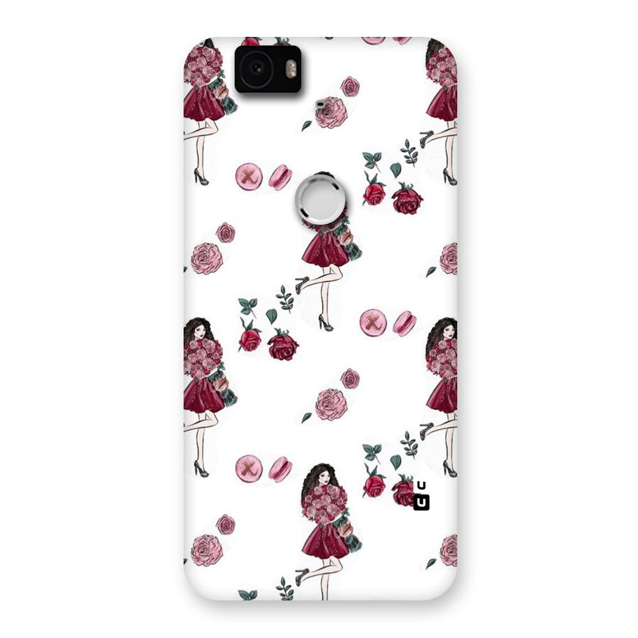 Girl With Flowers Back Case for Google Nexus-6P