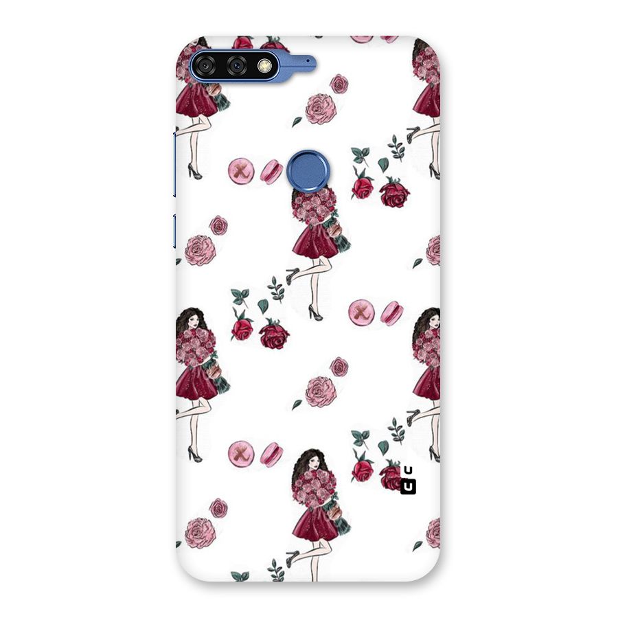 Girl With Flowers Back Case for Honor 7C