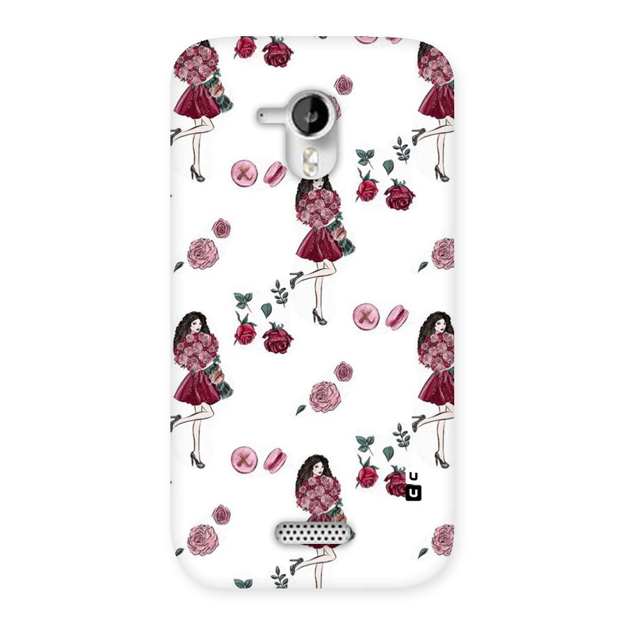 Girl With Flowers Back Case for Micromax Canvas HD A116