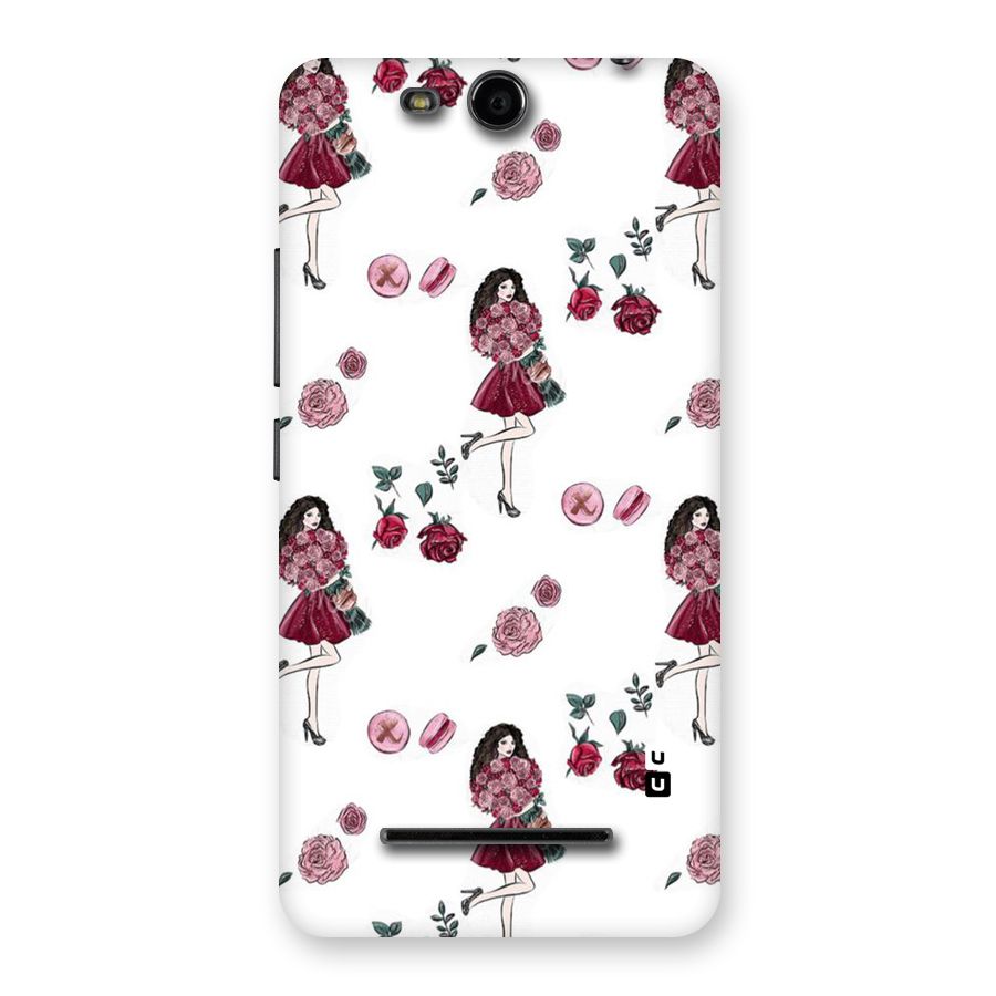 Girl With Flowers Back Case for Micromax Canvas Juice 3 Q392