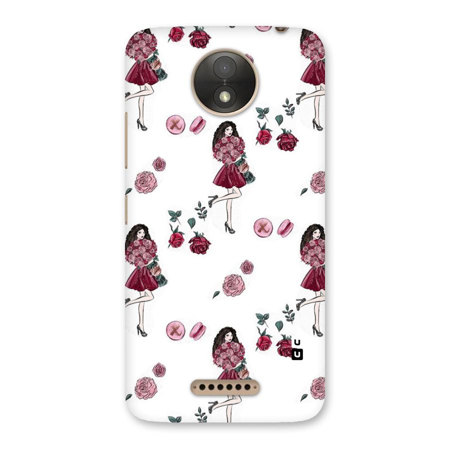 Girl With Flowers Back Case for Moto C Plus