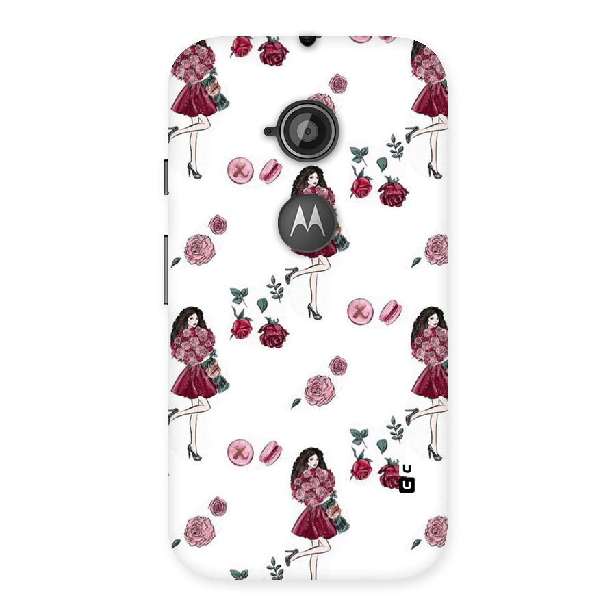 Girl With Flowers Back Case for Moto E 2nd Gen