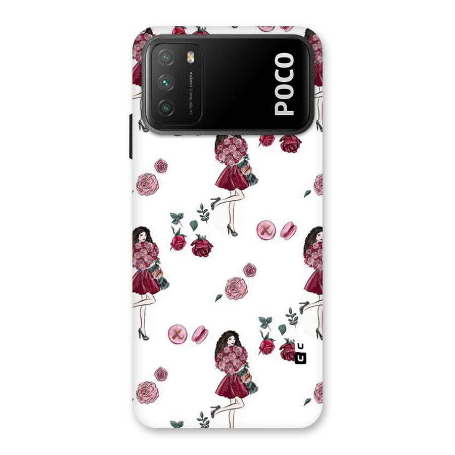 Girl With Flowers Back Case for Poco M3