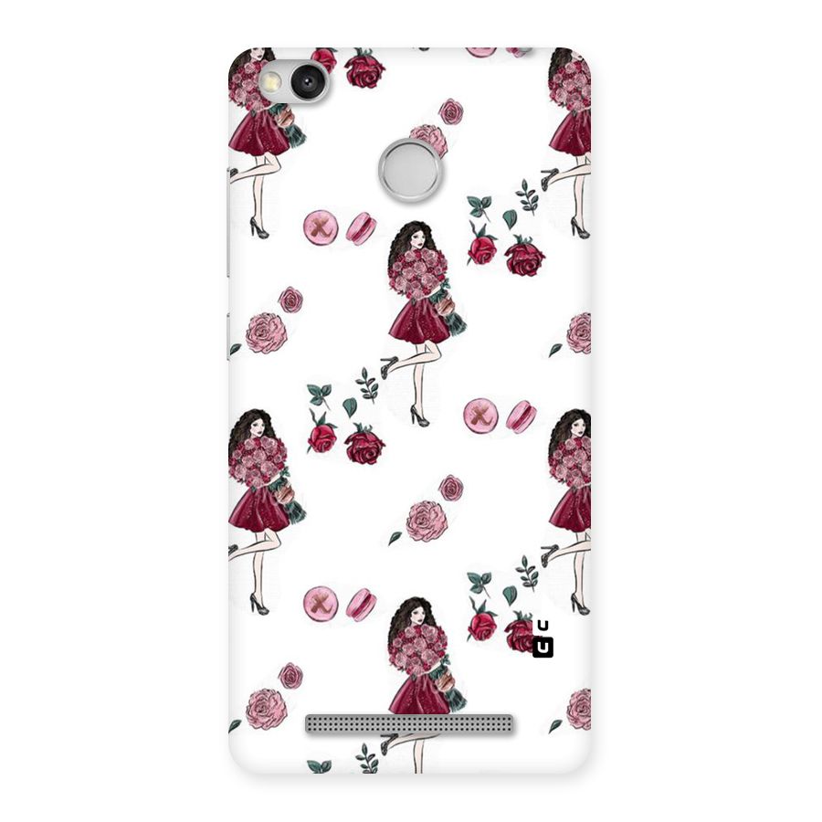 Girl With Flowers Back Case for Redmi 3S Prime