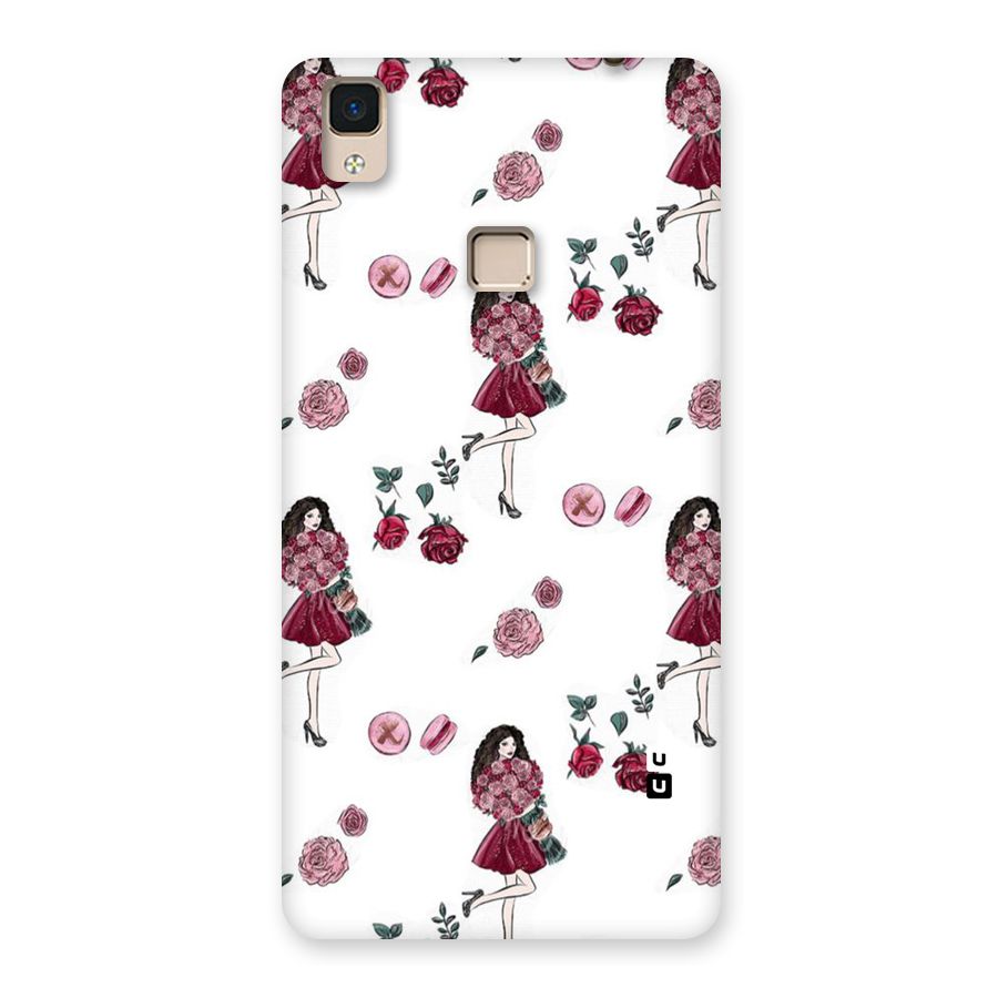 Girl With Flowers Back Case for V3 Max