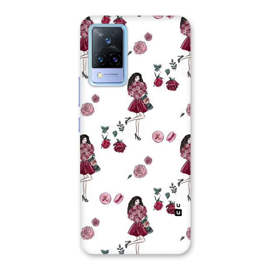 Girl With Flowers Back Case for Vivo V21 5G