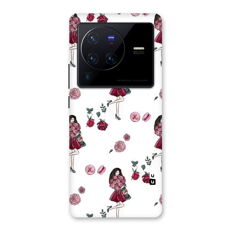 Girl With Flowers Back Case for Vivo X80 Pro