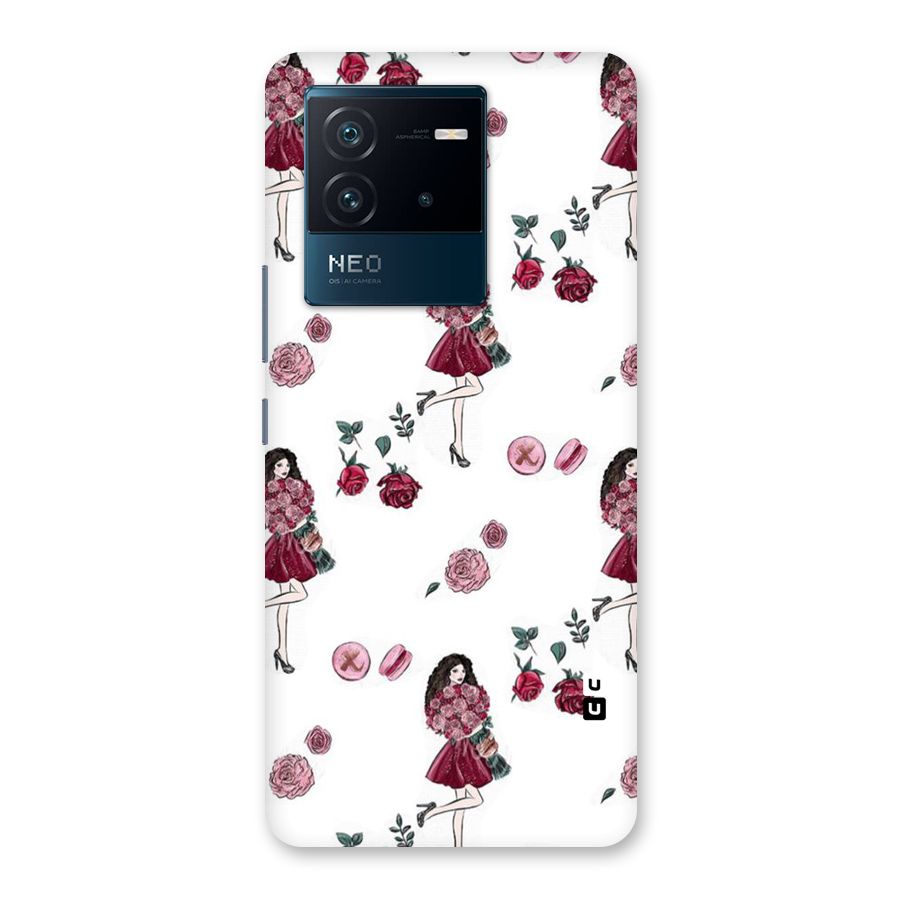 Girl With Flowers Back Case for Vivo iQOO Neo 6 5G
