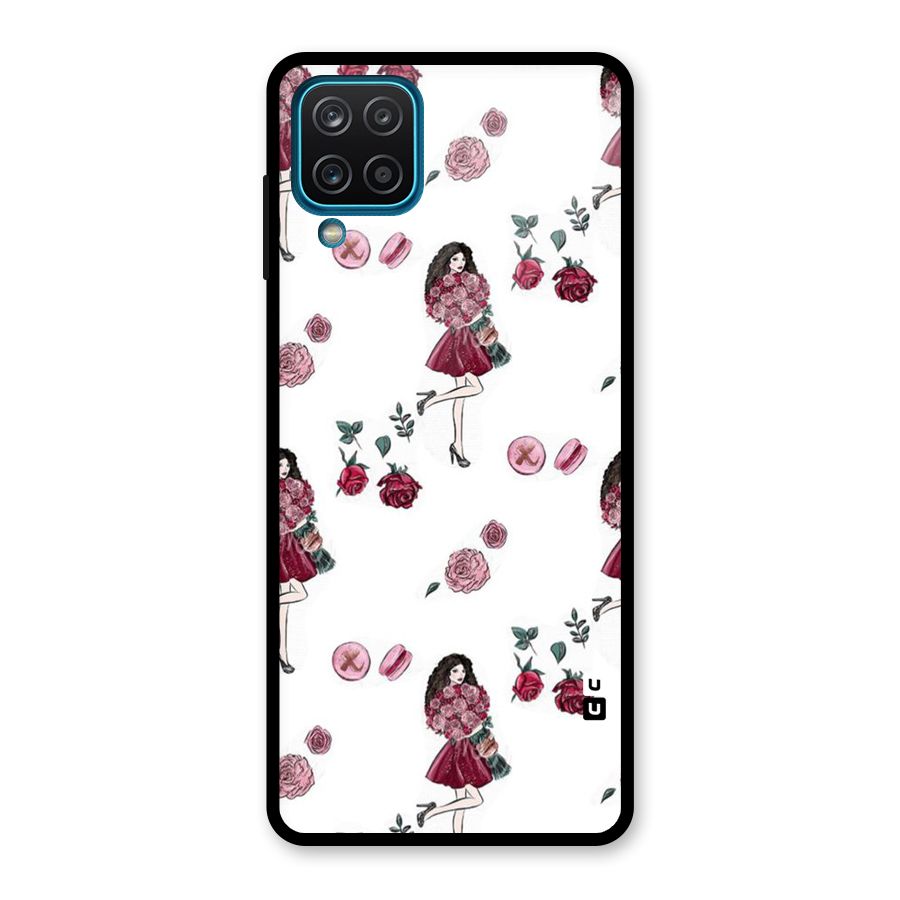 Girl With Flowers Glass Back Case for Galaxy A12