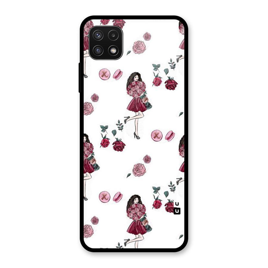 Girl With Flowers Glass Back Case for Galaxy A22 5G