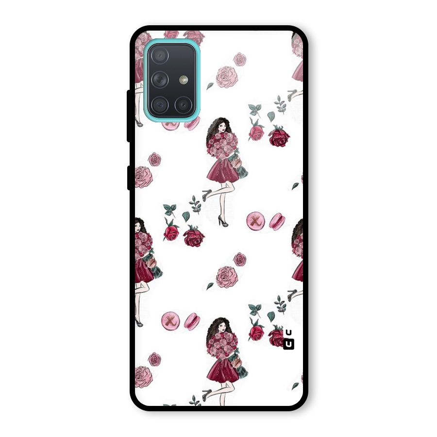 Girl With Flowers Glass Back Case for Galaxy A71