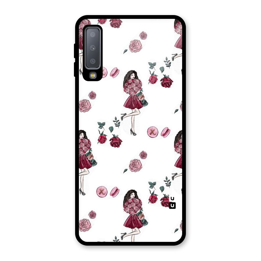 Girl With Flowers Glass Back Case for Galaxy A7 (2018)