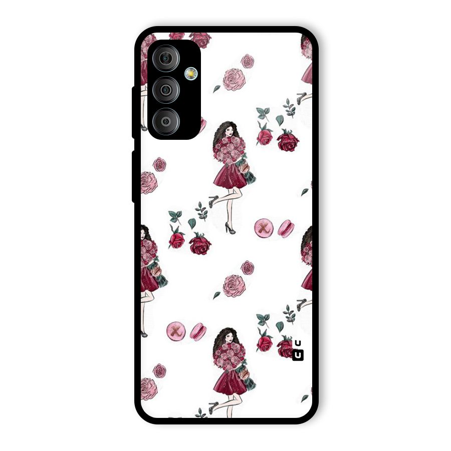 Girl With Flowers Glass Back Case for Galaxy F23